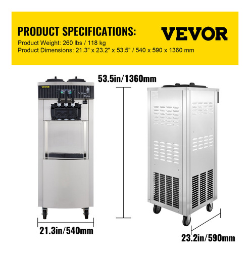 Maquina Helado Suave Nieve Comercial Yogurth 3 Sabores 2200w