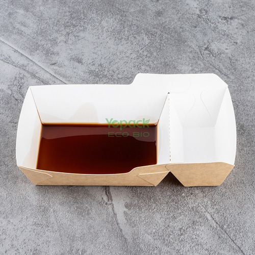 Charolas Reciclables Kraft Comida 2 Divisiones 100pzs 550ml