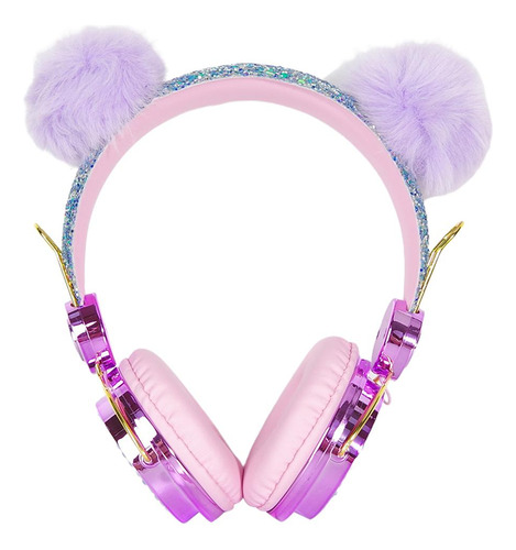 Cute Anime Cartoon Glitter Bear Kids Auriculares Con Cable