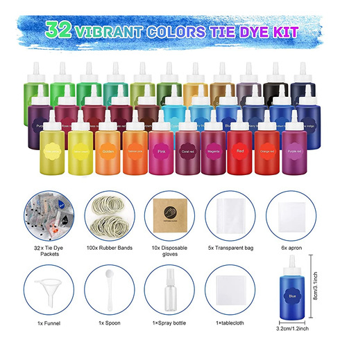 Mojidecor 32 Color Tie Dye Kit, Fabric Dye Art Kit Para Niño
