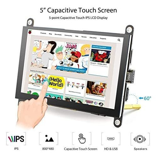 Monitor Elecrow Raspberry Pi, Pantalla Táctil Ips De 5 Pulga
