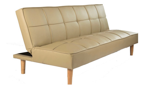 Futon Owen Cuero Sintetico Y Cromo Sillon Cama Outlet