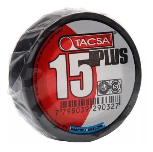 Cinta Aisladora Pvc Tacsa 15 Plus 5 Metros Negra Color