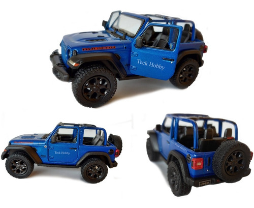  Miniatura Jipe Jeep Wrangler 1/34 Metal Abre Portas Aberto