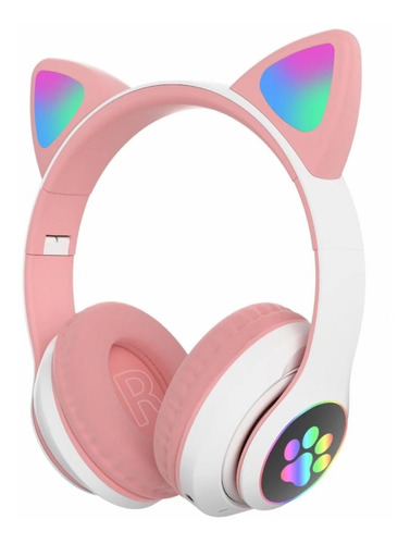 Audifonos Inalambrico Con Orejas De Gato Con Luces Rgb