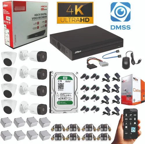 Kit Camara De Seguridad Dahua Dvr 16ch 5mp+ 12 Cám 5mp+ 2tb
