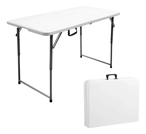 Mesa Plegable De Plástico Portátil Resistente Jardin 1.20 Mt Color Blanco