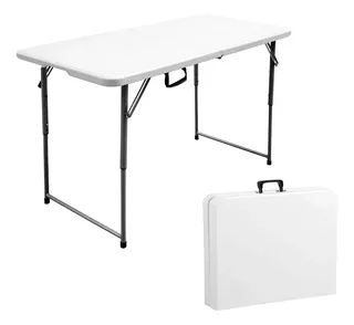 Mesa Plegable De Plástico Portátil Resistente Jardin 1.20 Mt Color Blanco