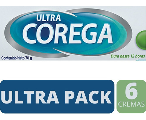 Imagen 1 de 6 de Adhesivo Prótesis Dentales Ultra Corega Crema X 70gr Pack X6