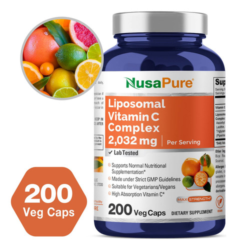 Nusapure Vitamina C Liposomal 2032mg 200 Cápsulas Veganas