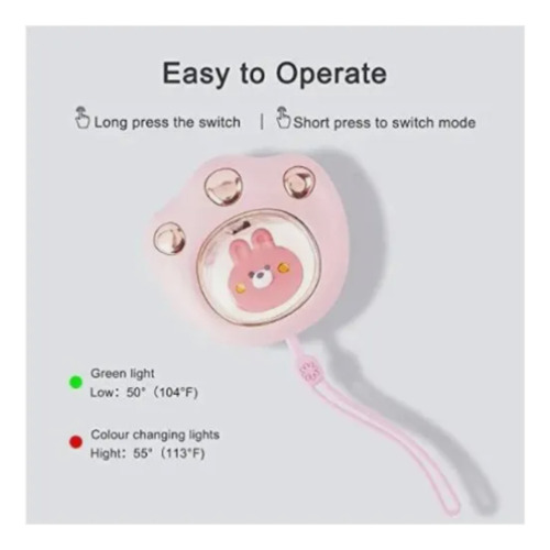 Calentador Paw Hand Warmer Rosa 5v Recargable Usb