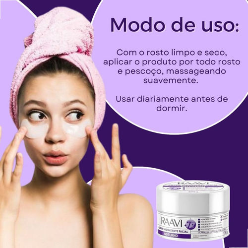 Creme Hidratante Facial Noturno 7 Em 1 Raavi 100g