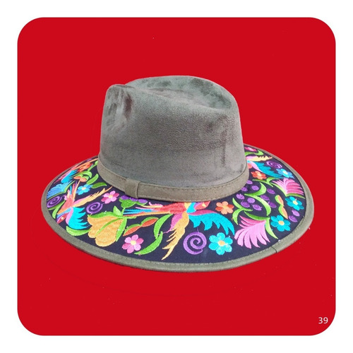 Imagen 6 de 7 de Elegante Sombrero Artesanal De Gamuza Bordado Mediano 4