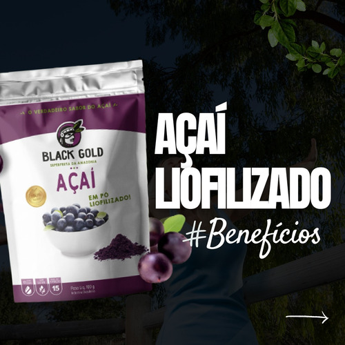 Açaí Puro Premium Em Pó - Kit 5 Unidades - Total 500g