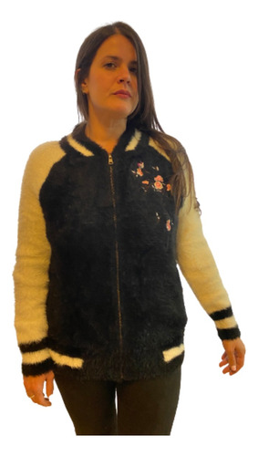 Campera Bomber Importada Bordada Pelo De Mono Extra Suave