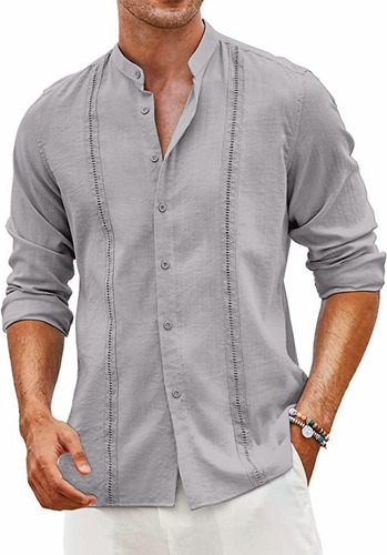 Camisas Casuales De Playa Con Guayabera Cubana Para Hombre