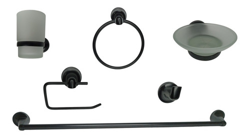 Set Accesorios Para Baño Negro Mate 6 Piezas