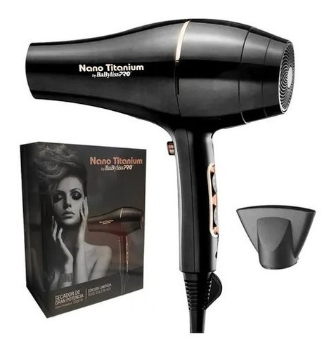 Secador Babyliss Pro Rose Gold Black Nano Titanium 2000w Color Negro