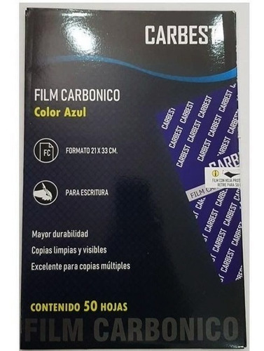 Papel Carbonico Film Carbest Azul Oficio X 50 Hojas