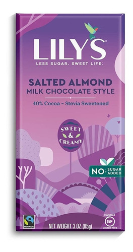 Lily´s Chocolate Almendra Salada Leche 40% Con Stevia 85g Se