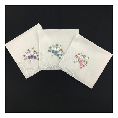 De 12 Pañuelos Florales De Con Pañuelos Bordados, Toalla