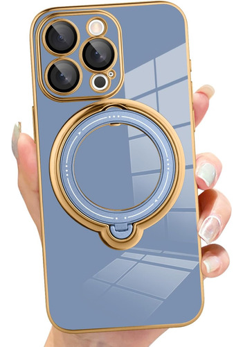 Funda Para  iPhone 15 Pro Con Soporte Magnetico - Azul