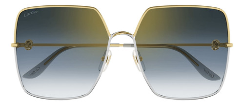 Lentes De Sol Cartier Ct0361s-001 61 Dorado/plateado Mujer