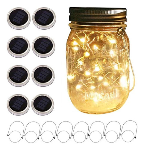 Solar Mason Jar Lid String Lights 8 Pack 20 Led String Fairy