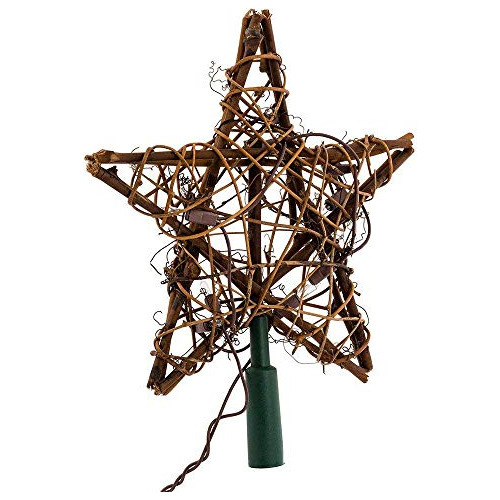 Estrella De Mimbre Natural En 3d Para Árbol De Navidad Con L