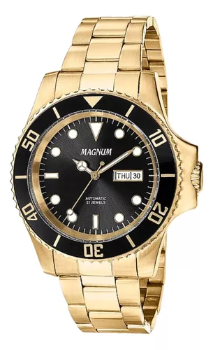 Relógio Magnum Masculino Dourado Automático Aço MA35075U em