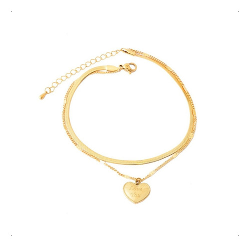 Tobillera Pulsera Serpiente Corazon Oro Inoxidable Mujer 14k