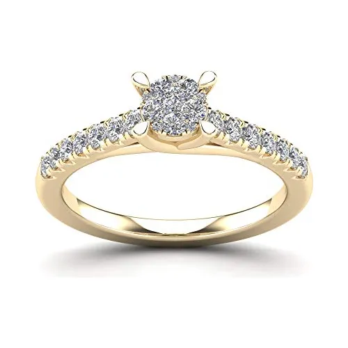 Anillo De Compromiso En Racimo De Diamantes Tdw De 3-8 Quila