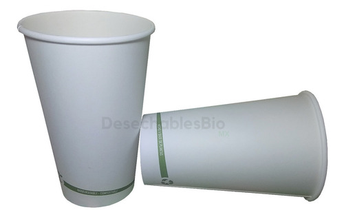Imagen 1 de 5 de 50 Vasos 16 Oz. Desechables Biodegradables De Papel Pla