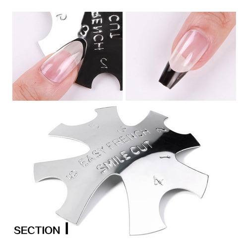 Genérica crystal French nail template stainless steel color template modeling Almohadilla - F - Flores