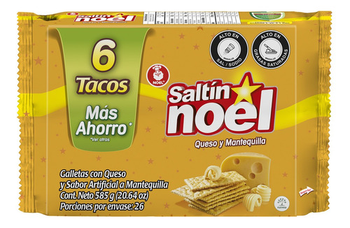 Galleta Saltín Noel Queso Mantequilla Mega X 6 Tacos