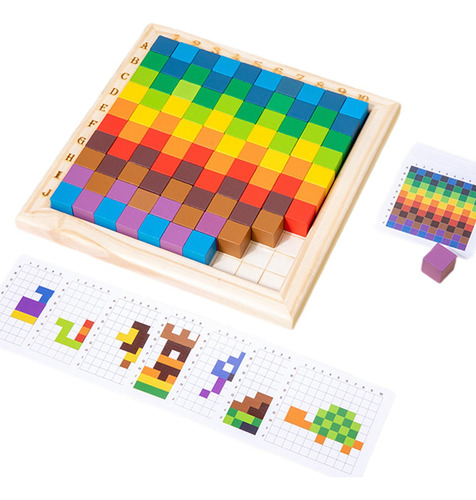 Cubos Coloridos Montessori, Juguetes Para Con 20 Cartas