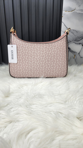 Bolsa Guess Sg892616 Nueva 100 % Original Con Etiqueta Rosa Palo Estampado Oro Rosa Palo