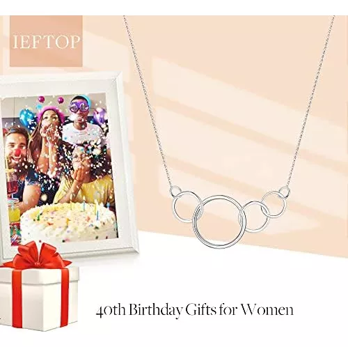 OFGOT7 Regalos de 40 cumpleaños para mujeres, ideas de regalo de 40  cumpleaños, collar de plata de ley con circonita cúbica de cuatro círculos  para