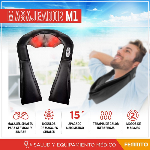 Imagen 2 de 9 de Masajeador Cervical Cuello Hombros Terapia Calor Shiatsu