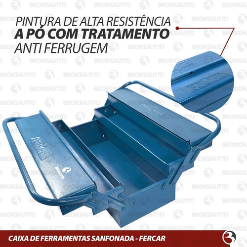 Caixa de ferramentas Fercar 07 de metal 20cm x 50cm x 21cm azul