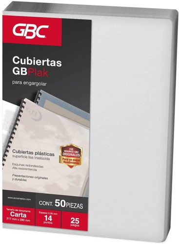 50 Cubiertas Translucidas Plasticas Gbc Engargolar T Carta