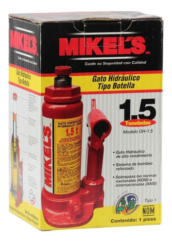 Gato Hidraulico Tipo Botella Mikels 1.5 Ton Modelo Gh-1.5