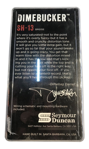Imagen 5 de 5 de Micrófono Seymour Duncan Dimebucker Sh-13 Dimebag Nuevo Gtia