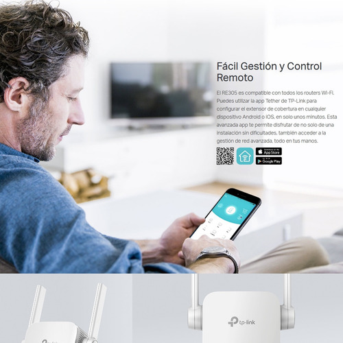 Tp-link, Extensor De Rango Wi-fi Banda Dual Ac1200, Re305