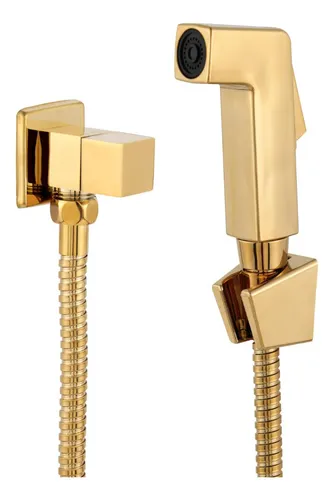 Kit Duchinha Intima Lavabo Bidê Quadrada Gold Dourada Brilho