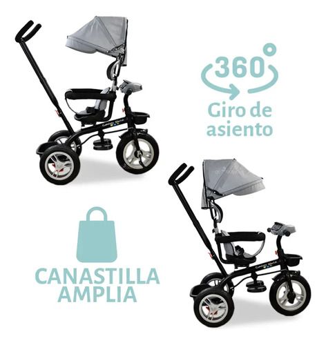 Triciclo Confetyworld Multifuncional 360 T19 Gris