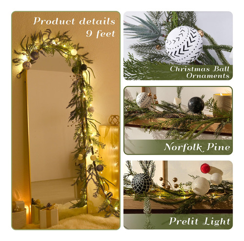 Hannah's Christmas Garlwith 9' Norfolk Pine Lights