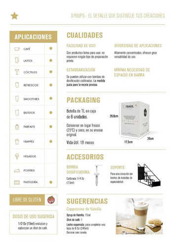 Almibares Para Cafeteria. Main Fusion Iac. Sabor Caramelo