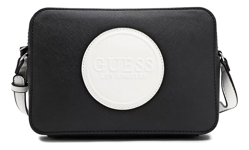 Bolsa Guess Crossbody Camera Bag Texturizada 100% Original Negro Plateado