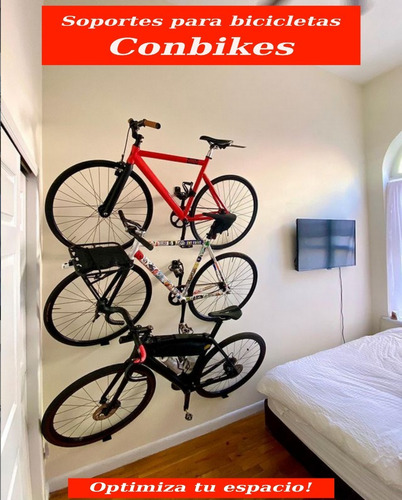 Imagen 2 de 9 de Soporte Bicicleta Pared Al Pedal + Soportes Ruedas Conbikes